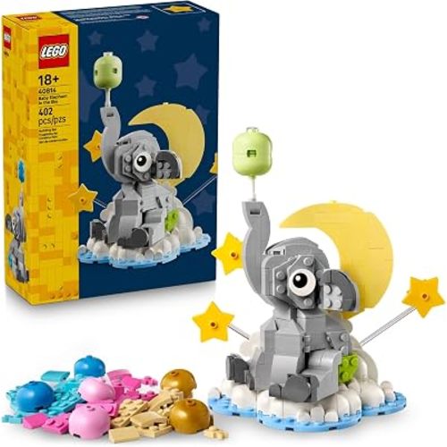 LEGO Baby Elephant in the Sky - Building Set for Adults, Ages 18+ - Nursery Decor for New Parents - Gift for Baby Showers for a Boy or Girl - 40814
