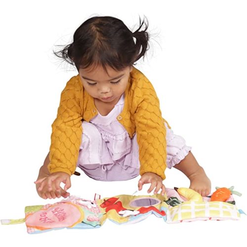 Manhattan Toy Mini-Apple Farm Soft Activity Crinkle Book for Baby & Toddler with Discovery Mirror and Textured Teether