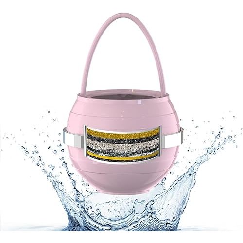 Bathtub Water Filter for Tub with Overflow,2,500 Gallons of Filtration,8 Stages Bath Filter,Remove contaminants,Chlorineand Fluoride,Hardwater Softener,BPA Free(Upgrade Version),Pink