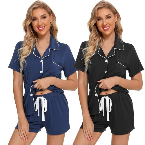 Leikar 2 Pack Button Up Pajama Set For Women Sleepwear Soft Pjs Bride Pajamas