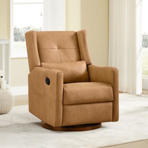 Spruce & Spring Lincoln Manual Swivel Glider Recliner Featuring Lumbar Pillow, Saddle