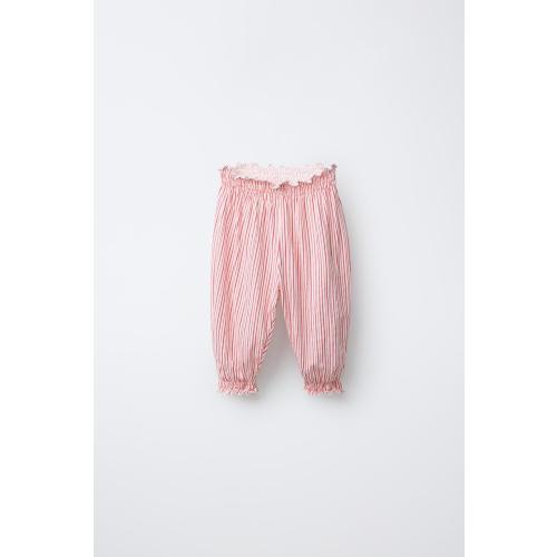 STRIPED JOGGING PANTS - Ecru / Red | ZARA United States