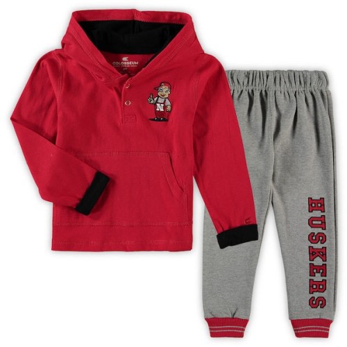 Nebraska Huskers Colosseum Toddler Poppies Hoodie and Sweatpants Set - Scarlet/Heathered Gray