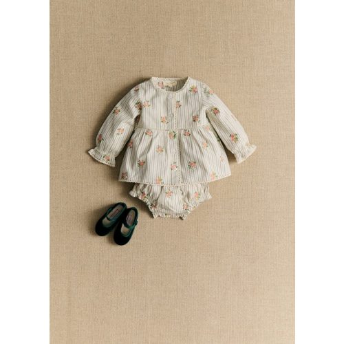 Adèle Blouse - Stripes with Floral Embroidery