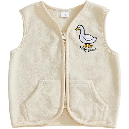 Toddler Baby Boy Girl Fleece Outerwear Vests Embroidery Zipper Jackets Solid Vest Coat Spring Fall Winter Clothes