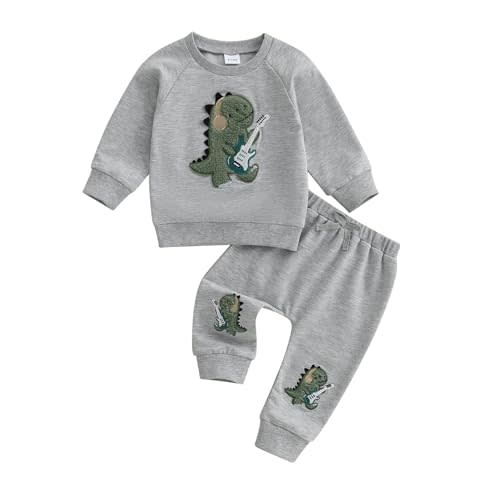 Nyapruwe Toddler Baby Boys Fall Winter Outfits Funny Print Top Pants Set | God Says I Am Long Sleeve Sweatshirt, Dinosaur/Animal/Construction Letter Pullover, Joggers Sweatpants, 12M-5T Warm Clothes