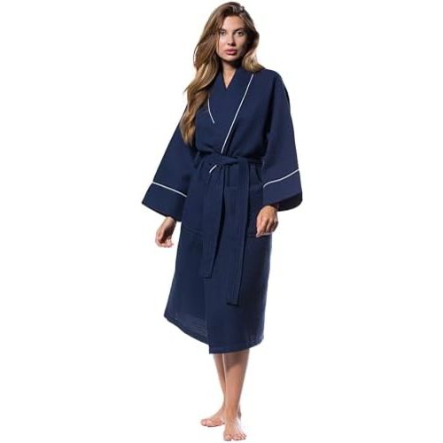 Turquaz Lightweight Full-Length Robes For Women Waffle Kimono Bathrobe - Soft, Fast-Drying, Long-Lasting Cotton Blend Unisex