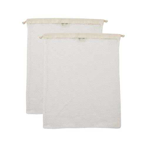 Simple Ecology Organic Cotton Mesh Laundry Bag; Machine Washing Bags for Delicates, Lingerie and Garments, Large 2 pack
