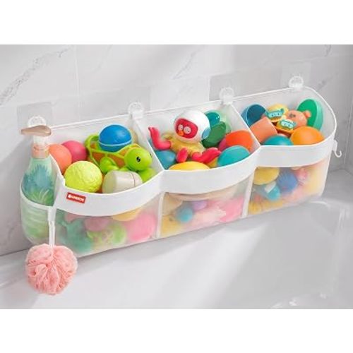 UNEEDE 4.95 Gallons 3 Compartment Horizontal Bath Toy Storage