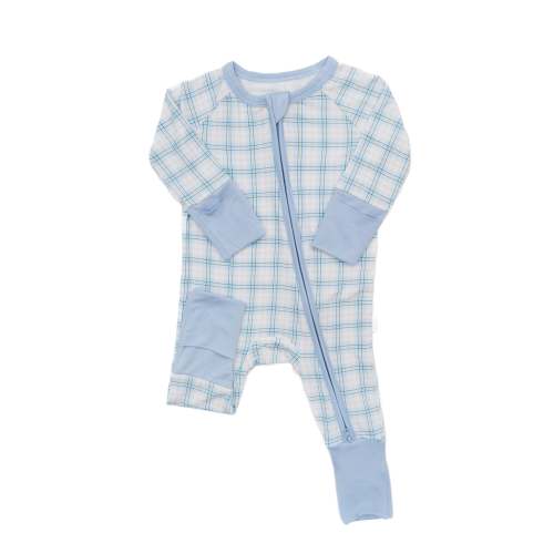 Blue Plaid Sleep Romper