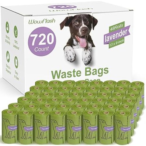 720 Count Lavender Scented 13” x 9”Dog Poop Bags Rolls, Leakproof Strong & Sturdy Waste Bags for Doggie Cat Pet