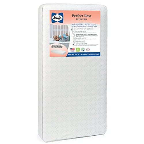 Sealy Baby Perfect Rest Extra Firm Baby Crib Mattress & Toddler Mattress – Waterproof, Airy Comfort, 51.7” x 27.3