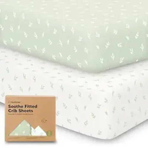 KeaBabies 2-Pack Organic Crib Sheets for Boys, Girls - 52x28 Fitted Crib Mattress Sheet Neutral, Breathable Jersey Cotton Cover for Baby Bed, Toddler Mattress, Soft & Cute Prints (Herb)