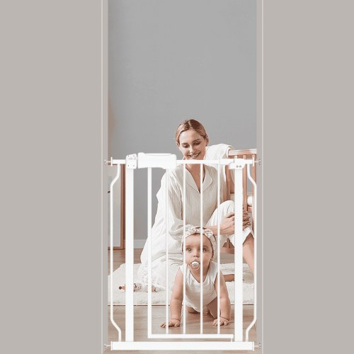 FURDEAR, Baby Safety Gate, 24-29 inch, White Metal for Narrow Spaces