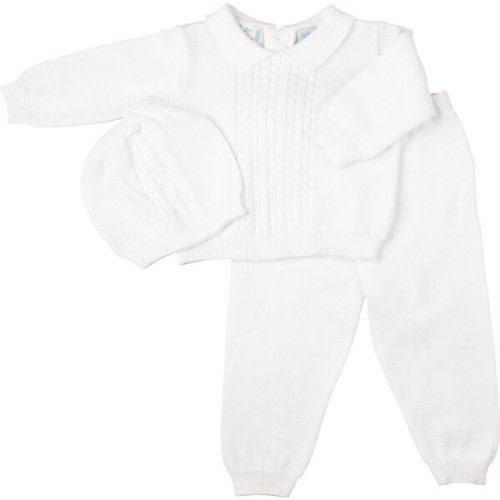 Cable Knit Two Piece with Hat White - Feltman Brothers | Maisonette