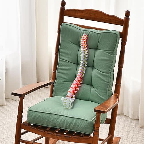 SUNROX Memory Foam Non Slip Rocking Chair Cushion, FadeShield Water Resistant Thicken Durable Tufted Pads, Set of Seat & Back Cushion with Ties for Indoor/Outdoor Rocker, 2 Piece, Sage Green