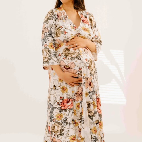 Lila Labor & Postpartum Gown in Vintage Floral