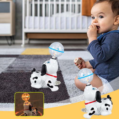 Interactive Dancing Dog Toy with Light Projection, Rotating Ball, Bouncing Movements and Music for Toddlers and Kids Age 12+ Months