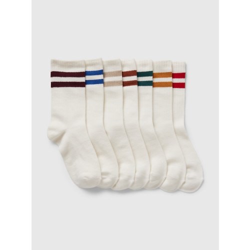 Kids Organic Cotton Varsity Crew Socks (7-Pack)