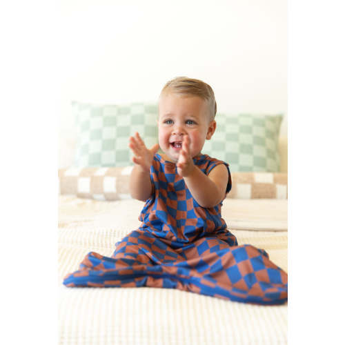 BROWN + ROYAL BLUE WAVY CHECKER | SLEEP SACK