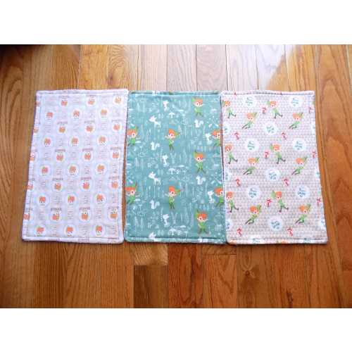 Set of 3 Peter Pan Burp Cloths