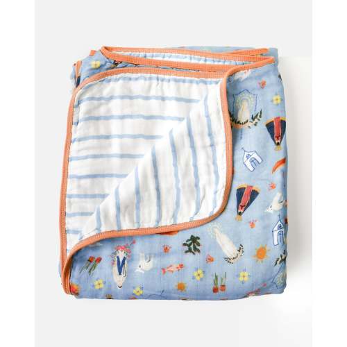 Blue Marian Deluxe Muslin Baby Blanket Quilt
