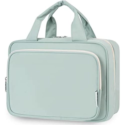 Narwey Travel Toiletry Bag for Women Large Hanging Makeup Bag Organizer Toiletries Bag for Full Size Essentials Accessories Cosmetics (Mint Green (Large))