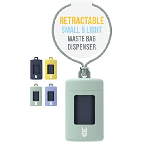 SVD.PET Dog Poop Bag Dispenser, Retractable Waste Bag Dispenser, Lightweight Poop Bag Holder, Stretchy Strap Fits Any Dog Leash, Dog Walking Accessory (Green Tea)