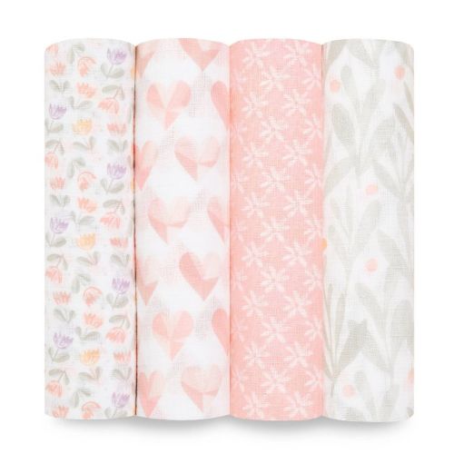 aden + anais essentials Muslin Swaddle Blankets - Butterfly Garden 4pk