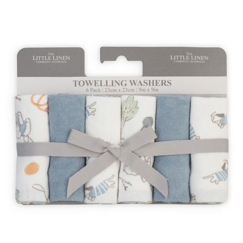 The Little Linen Co. Towelling Wash Cloth 6 Pack Barklife Dog