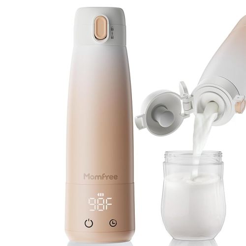 Portable Bottle Warmer for Breastmilk: Baby Milk Warmer with Smart Touch LED Temperature Control | Food-Grade Cordless On The Go Heating Bottle - 5 Mins Quick Milk Heating & Water 12 Ounces