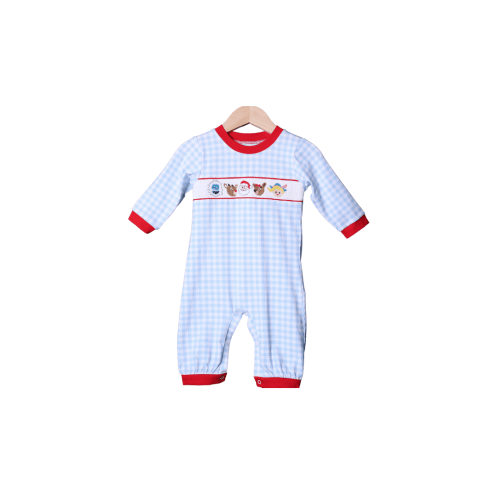 Smocked Reindeer Friends Gingham Romper