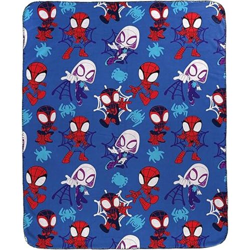 Jay Franco Kids Plush Throw Blanket – Soft & Cozy Fleece Throw for Bedroom & Couch Décor, Official Licensed Product, Blue - Spidey & His Amazing Friends, 40x50 - Travel Blanket