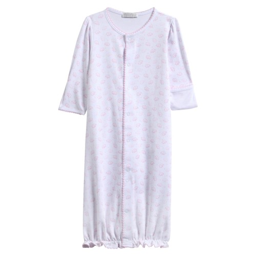 Ele-Fun Print Convertible Pima Cotton Gown, Newborn