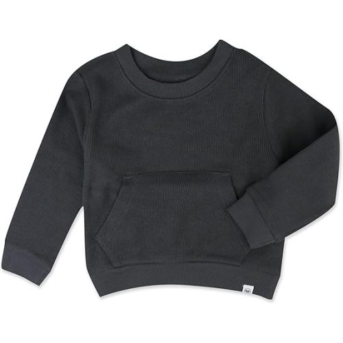 HonestBaby Baby Comfy Crew Sweatshirt With Pockets 100% Organic Cotton for Toddler, Baby Boys, Girls