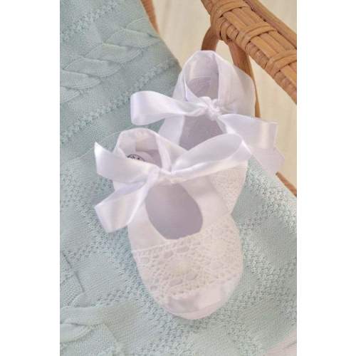 Lace Booties infant with satin toe handmade booties christening baptism