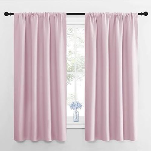 NICETOWN RV Blackout Curtains for Camper Windows, Baby Pink, 29" Wide by 50" Long, 2 PCs, Short Blackout Curtains & Drapes, Thermal Insulated Blackout Curtain Panels for Kids Room, Play Room