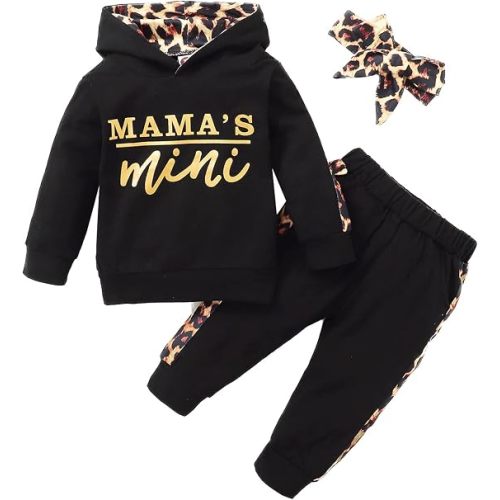 Yvowming Newborn Baby Girl Clothes Outfits Infant Hoodie Sweatshirt Pants Headband Toddler Girl Clothing Set