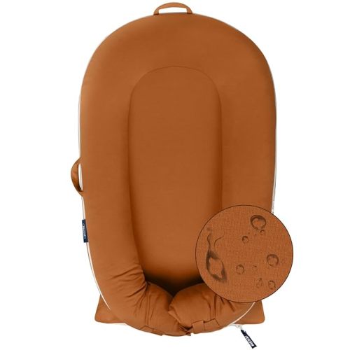 Organic Replacement Cover with Waterproof Pad | Premium Quality Spare Cover Certified Organic Cotton | [Fits Dockatot Deluxe + Docks] (Cover Only) (Brown, Waterproof Organic Cotton)