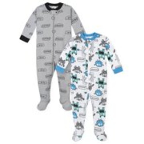 Gerber Baby Boys One-Piece Snug Fit Cotton Sleeper Pajamas, 2-Pack