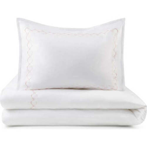 Alps Embroidered Border Crib & Toddler Duvet, Pink - Domani Home | Maisonette