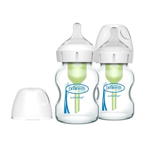 Dr. Brown's 5oz Anti-Colic Options+ Wide-Neck Glass Baby Bottle with Level 1 Slow Flow Nipple - 0m+