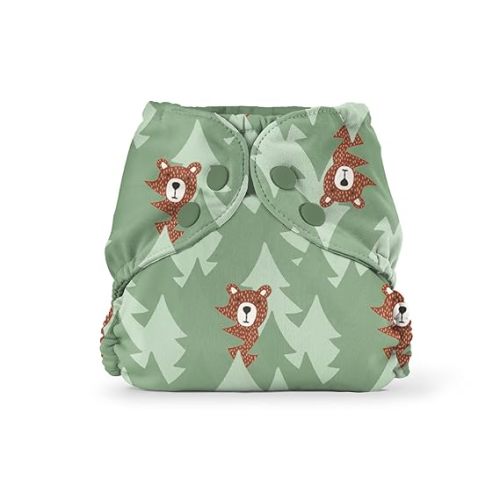 Esembly Cloth Diaper Cover - Reusable Swim Diaper, Waterproof, Breathable - Adjustable Outer Layer Over Absorbent Inner for Blowout Protection - Peek-a-Bear, Size 2 (18-35lbs)