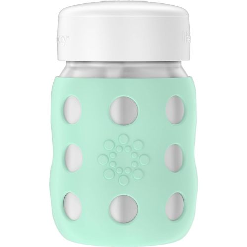 Lifefactory 8oz Stainless Steel Baby Bottle with Pivot Straw, Mint | Protective Silicone Sleeve, Stays Cold, Polypropylene Cap, BPA Free, Reusable, Dishwasher Safe