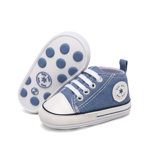 Unisex Baby Girls Boys Canvas High-top Shoes, Newborn Infant Anti-Slip Soft Sole Frist Walking Breathable Sneakers