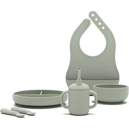 Lalo First Bites Full Kit, 6-Piece Non-Toxic Silicone Baby Feeding Set