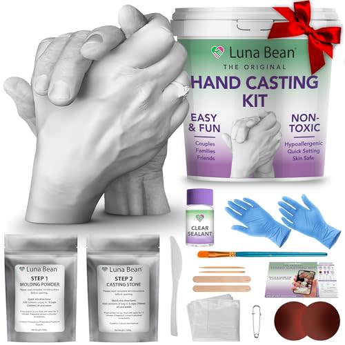 Luna Bean Hand Casting Kit – The Original Hand Mold Kit for Couples – Christmas Gifts for Women, Bridal Shower, Wedding, Engagement Gifts Her Him Anniversary Men Mom Wife Husband Boyfriend Girlfriend