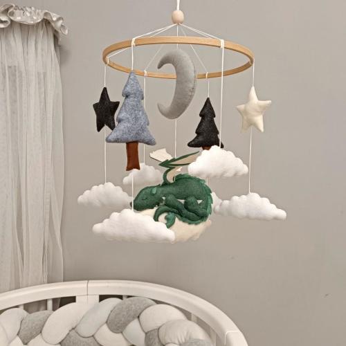 Dragon Baby Mobile, Fantasy Forest Nursery Decor For Crib, Baby Shower Gift