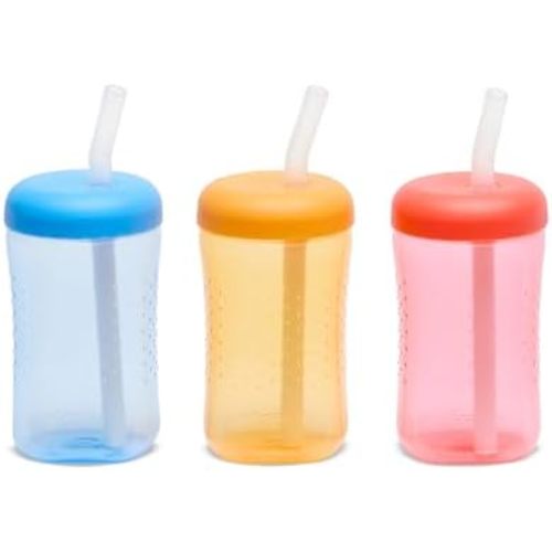 The First Years Squeeze & Sip Straw Cups - Blue/Orange/Red - 3 Count