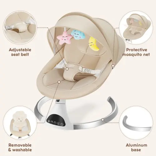HARPPA Baby Swing Portable Weddell Electric & Rocking Chair With Mosquito Net, Portable & Foldable Design, 5 Speeds Swing & Timer, 12 Soothing Songs, Remote Control, mothersdaygift - TikTok Shop